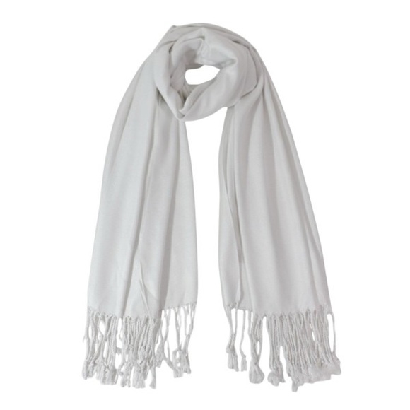 Lightweight White Fringe Scarf - Picture 2 of 5